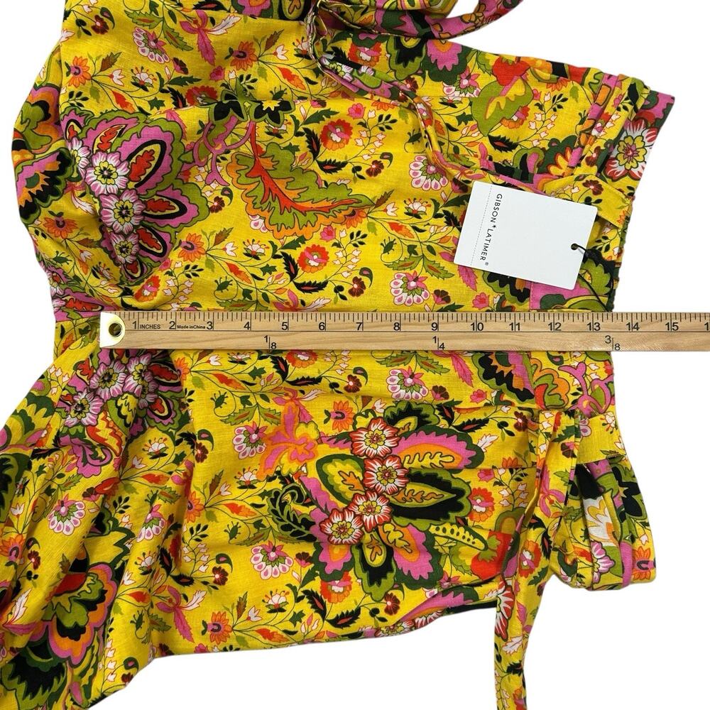 NWT Gibson & Latimer Pull On Casual Wide Leg Pants Linen Blend Floral Belt Sz S - Picture 13 of 15